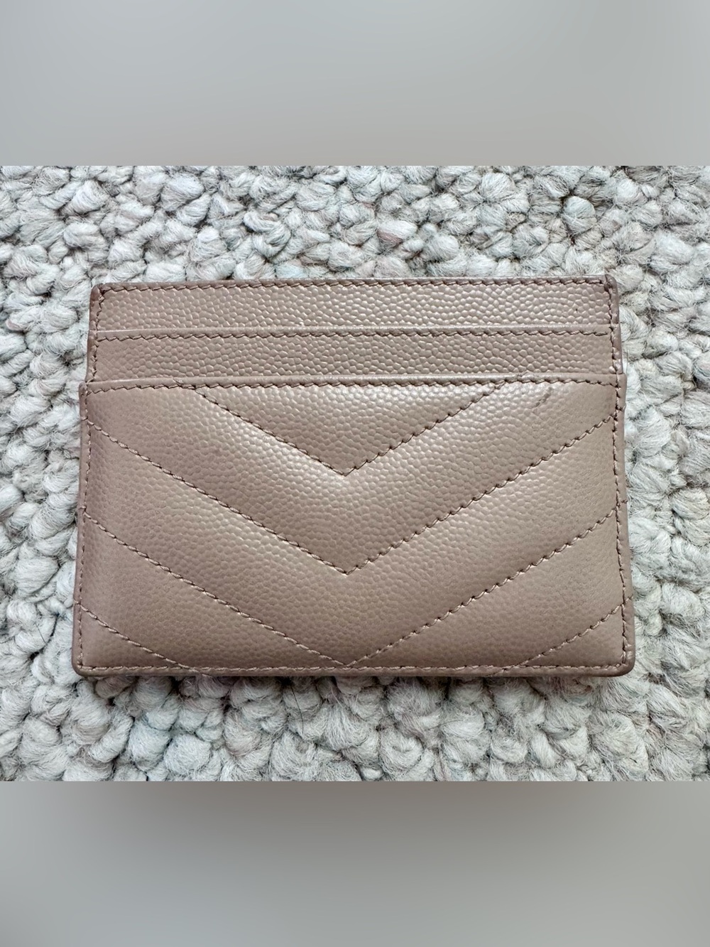 Saint Laurent Dark Beige Quilted Card Case with Gold YSL Emblem - Picture 2 of 3